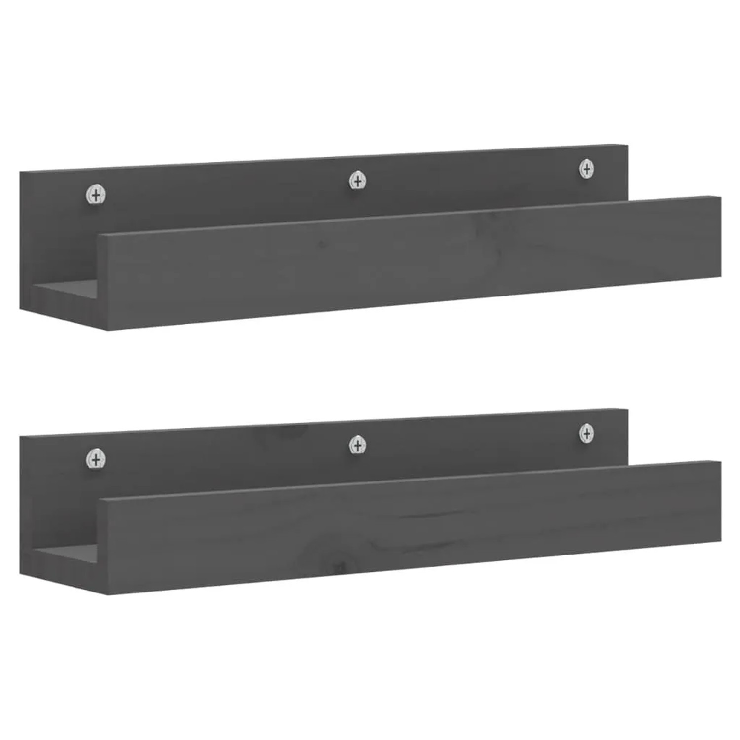 vidaXL Wandregale 2 Stk Grau 50x12x9 cm Massivholz Kiefer 823586