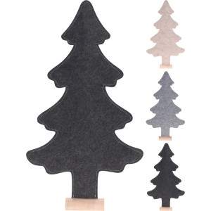 Filz-Weihnachtsbaum (60cm) in Schwarz, Grau und Beige auf Holzfuß, Weihnachtsdeko.