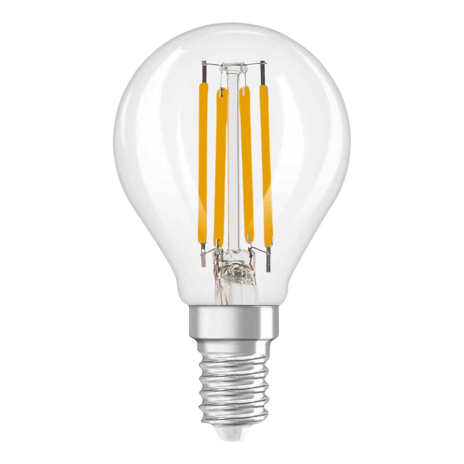 Dimmbares Osram E14 LED-Leuchtmittel in Tropfenform, 3,4W, klar.