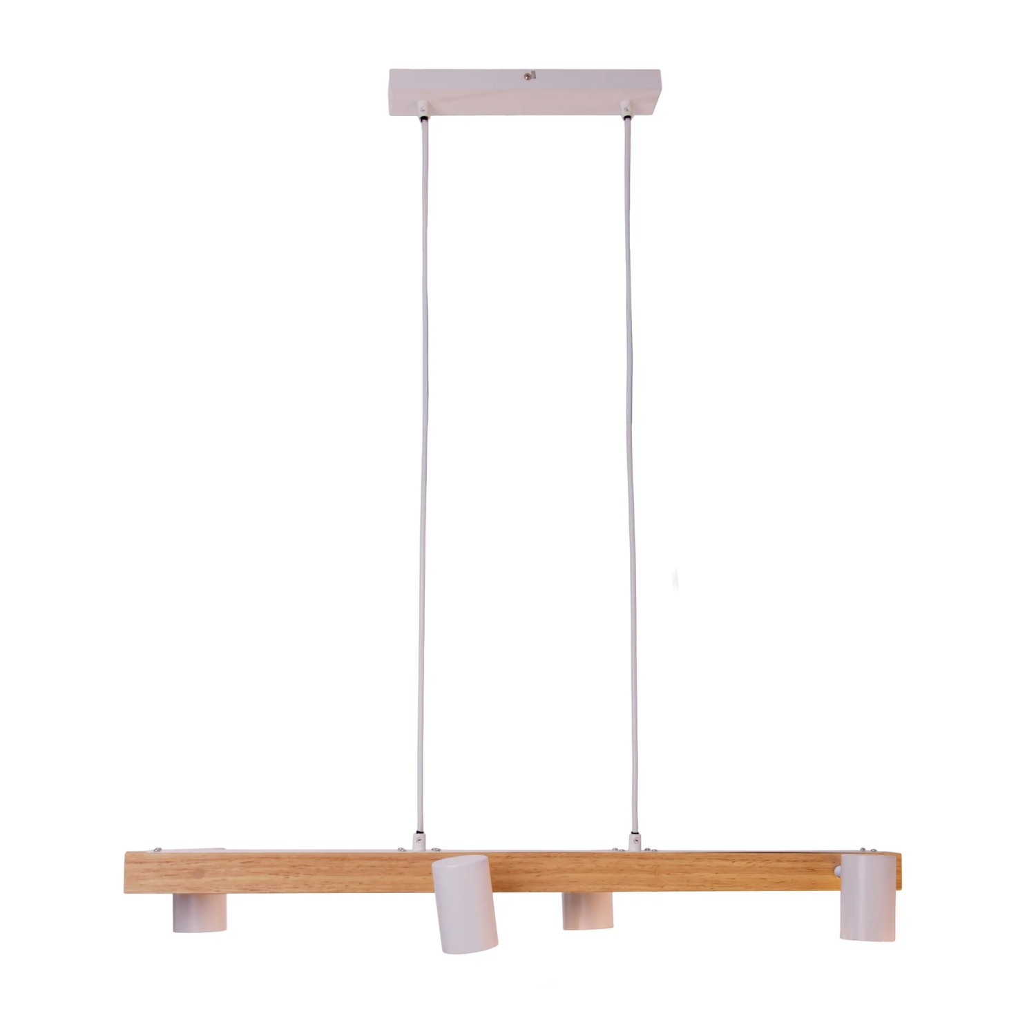 Weiße Näve Pendelleuchte Frida, 4er-Set mit Holzdetails, ideal für Esstische.