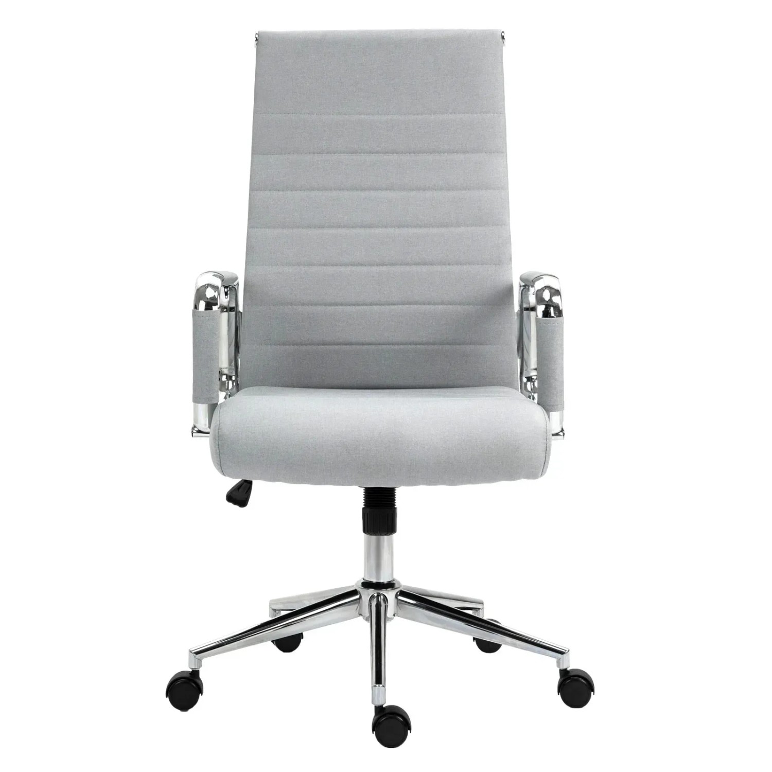 Hellgrauer Svita Bürostuhl Office Comfort mit hoher Rückenlehne und Chromgestell.