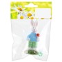 Osterdeko: Blauer Hase aus Polyresin, 8 cm, mit Pilz. Frühlingsdeko für Ostern.