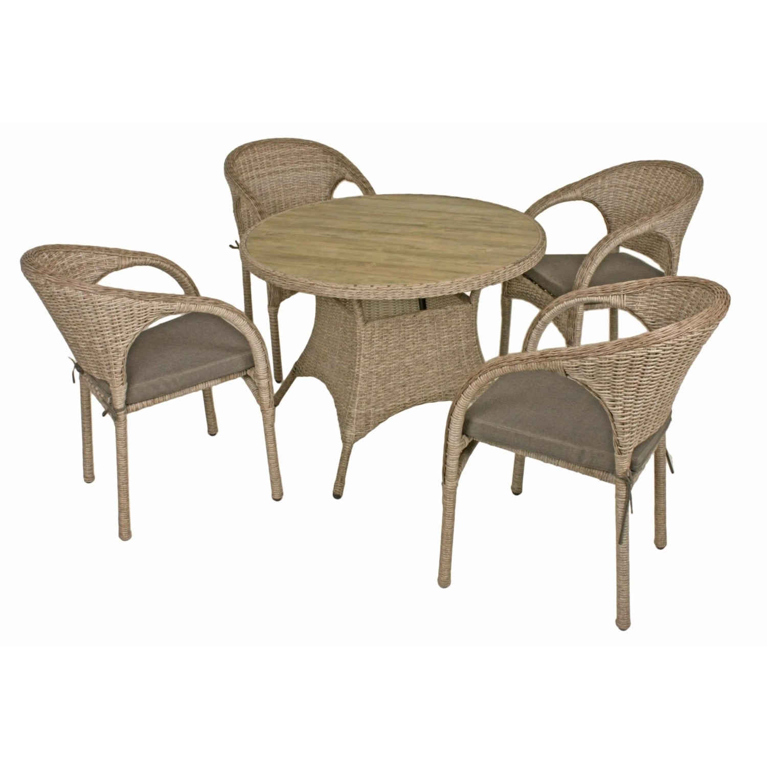 DELUKE Garten-Sitzgruppe OSLO 5-tlg. Kunststoff Ingwerbraun Gartenmöbel-Set Gartengarnitur Garten-Essgruppe Stühle Essti...