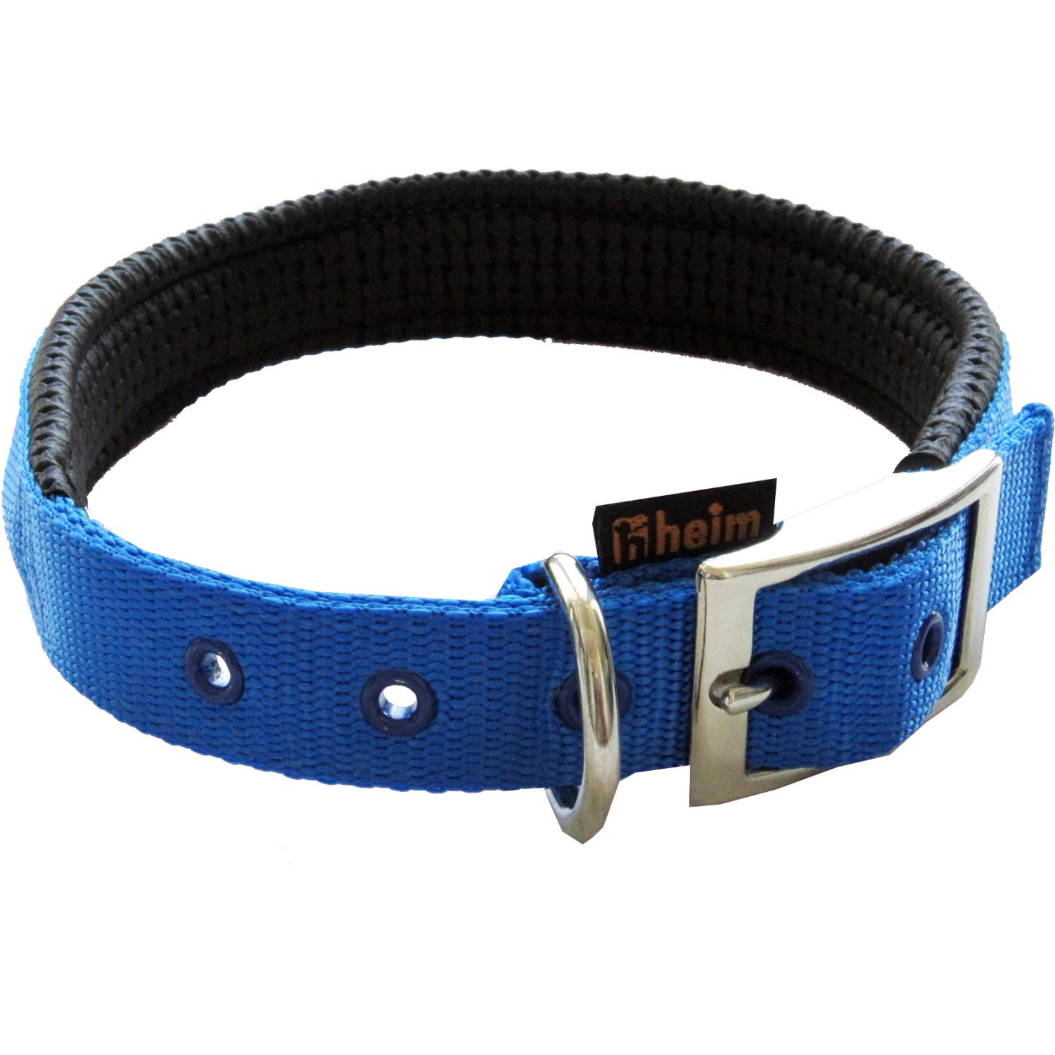 Heim Hundehalsband Gurtband gefüttert genäht Breite 25 mm Länge 65 cm Blau