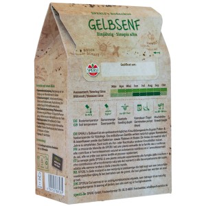 Samenpackung Sperli Gründünger Gelbsenf zur Bodenverbesserung und Nematodenbekämpfung.