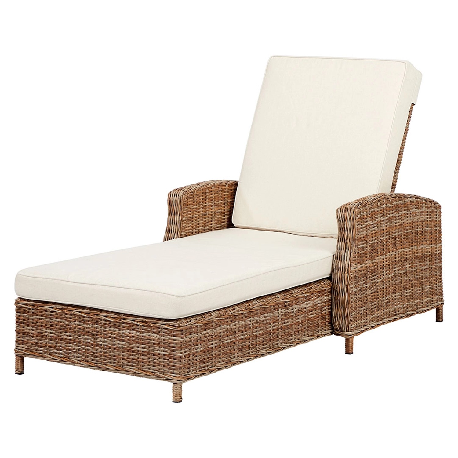 ebuy24 Gotland Sonnenliege Polyrattan mit Kissen Natur Offwhite günstig online kaufen