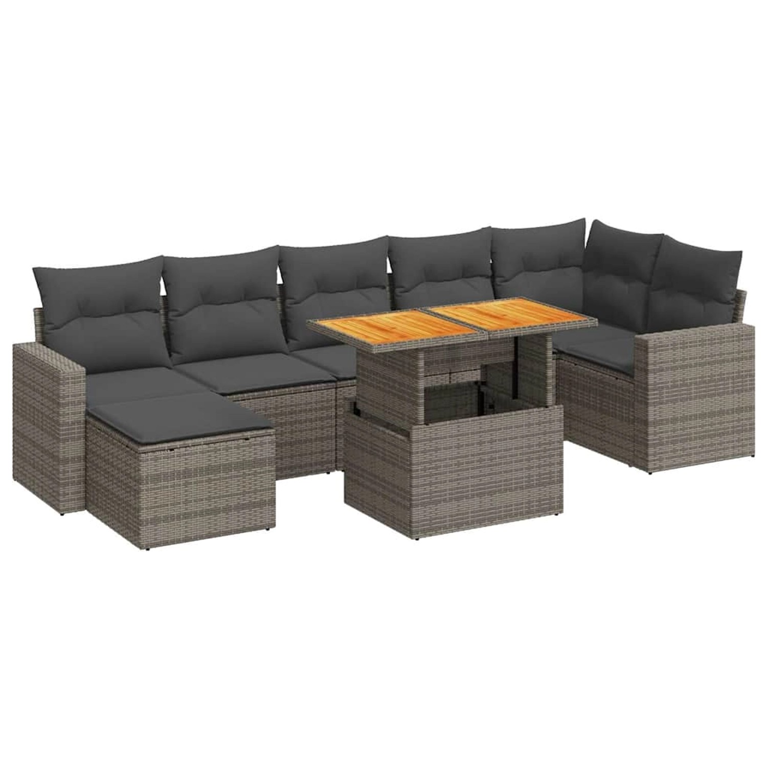vidaXL 8-Tlg Garten-Sofagarnitur mit Kissen Grau Poly Rattan 3327070 günstig online kaufen