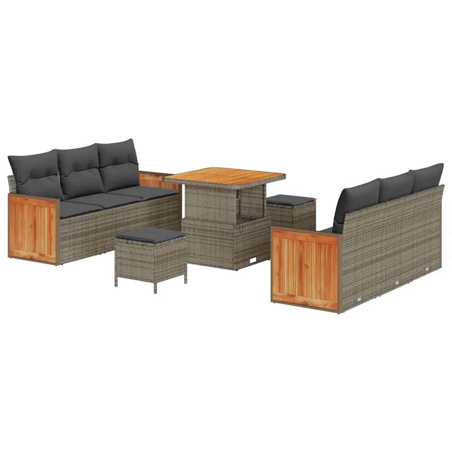 vidaXL Gartensofa-set mit Kissen 11-Tlg Grau Poly-Rattan 3365208 günstig online kaufen