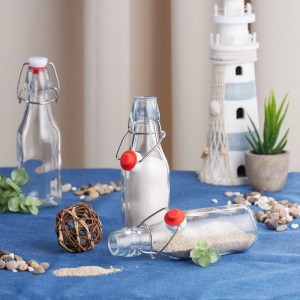24er Set transparente Relaxdays Bügelflaschen aus Glas, ideal zum Abfüllen von Likören und Ölen.
