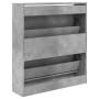 vidaXL Schuhschrank Betongrau aus Holzwerkstoff mit 2 Kippfächern für Schuhe.