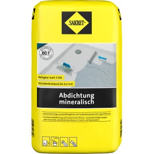 Sakret Abdichtung mineralisch, 10 kg Sack, gelb. Dichtungsschlämme für Fliesen, rissüberbrückend.