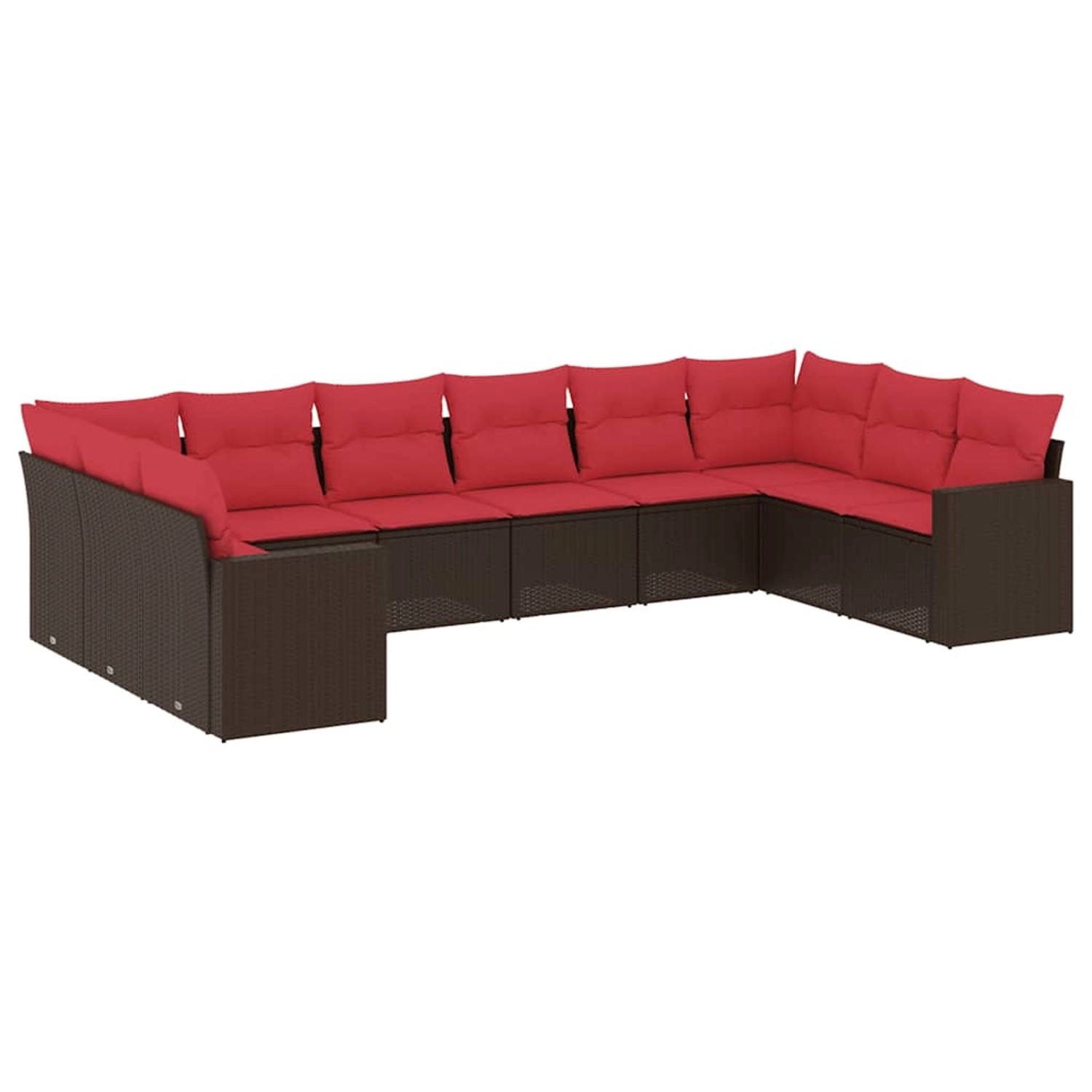 vidaXL 10-Tlg Garten-Sofagarnitur mit Kissen Braun Poly Rattan 3219464 günstig online kaufen