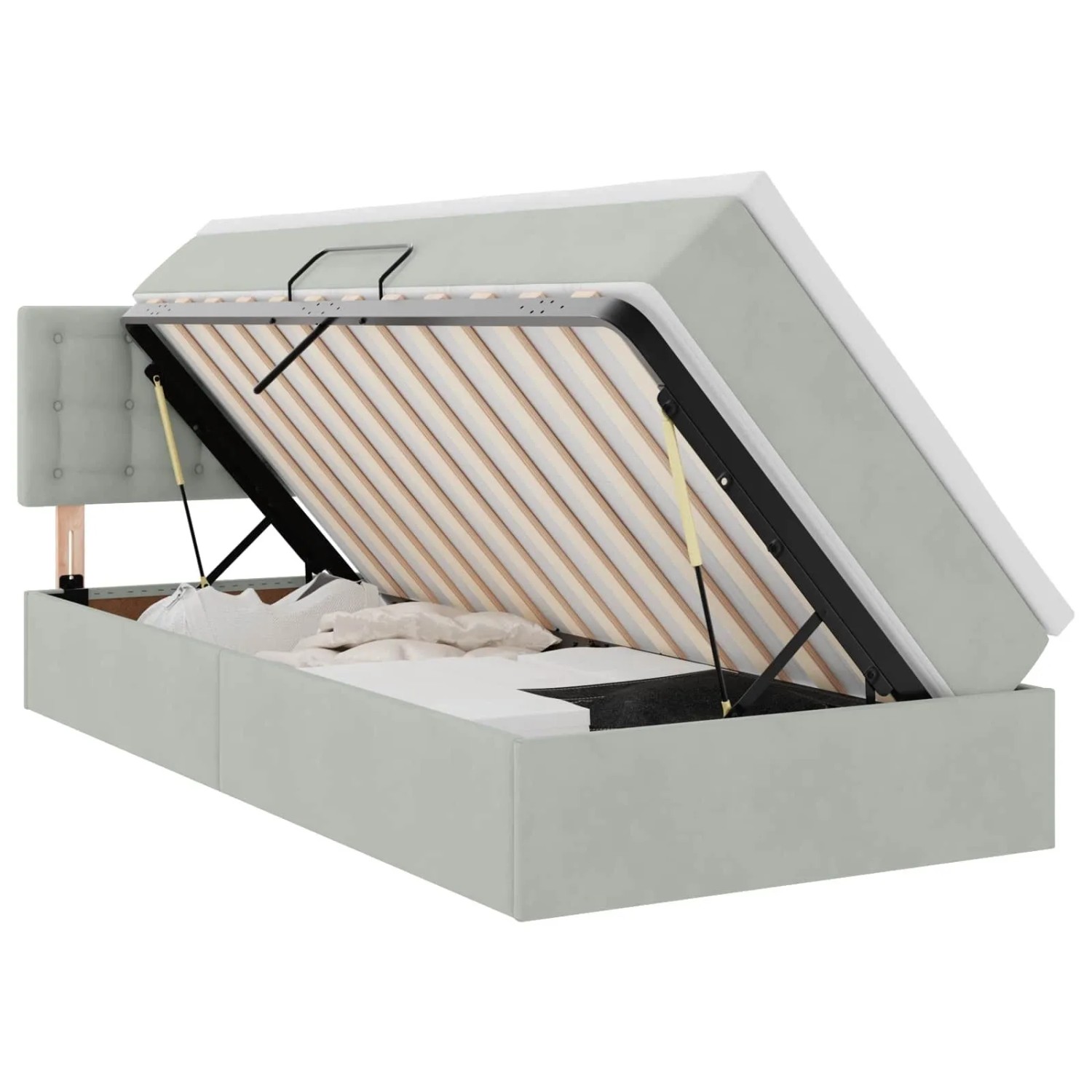 vidaXL Bett mit Stauraum und LED Hellgrau 90 x 200 cm Samt 3371487
