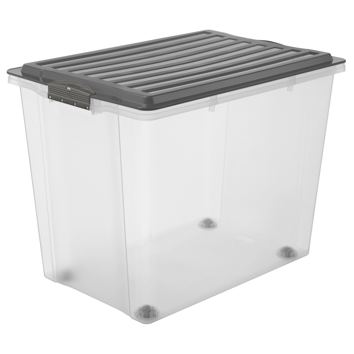 Rotho Stapelbox Compact A3 mit Rollen 70, Transparent/Grau