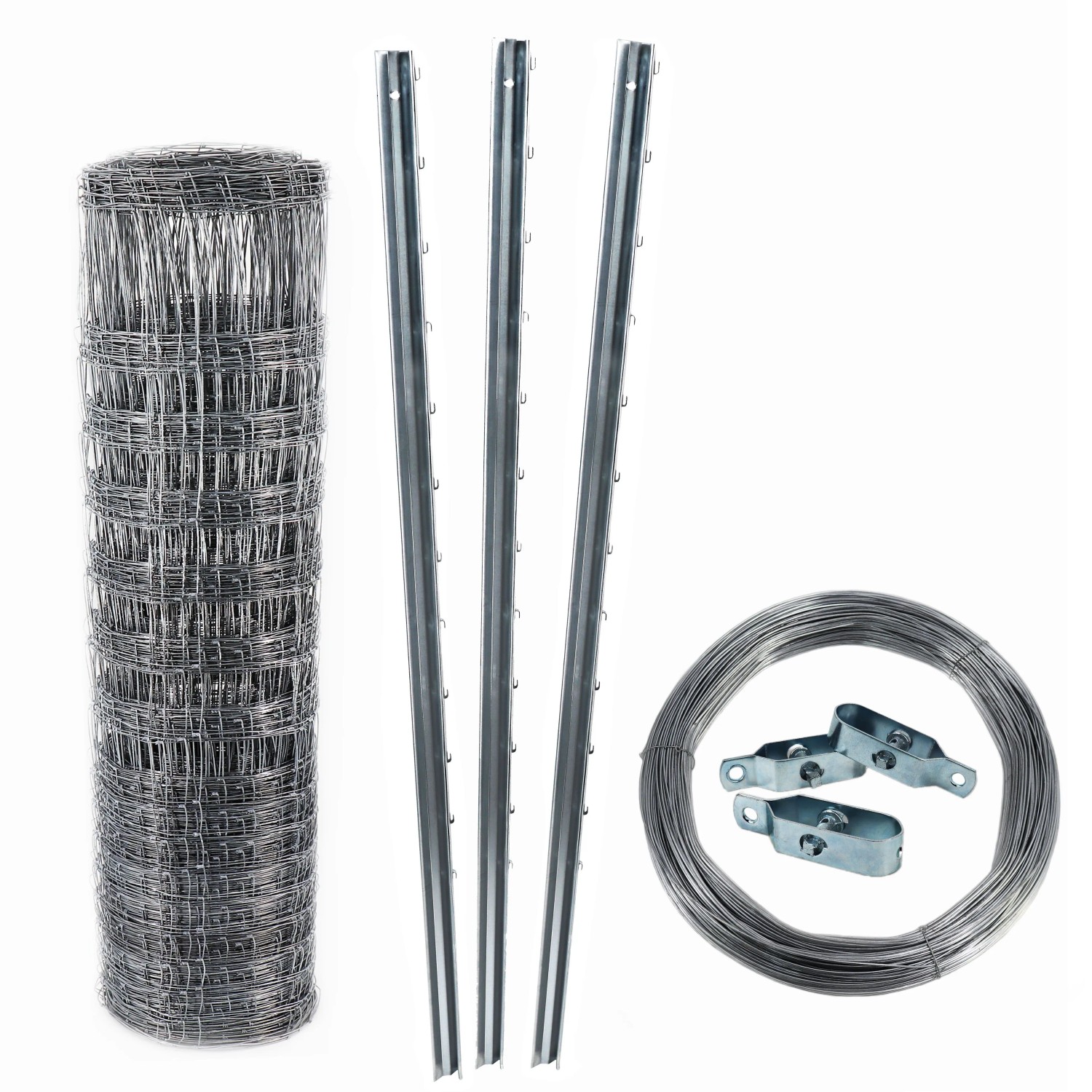 Aquagart 100m Wildzaun Forstzaun Drahtzaun Knotengeflecht 120/16/15+ Pfoste günstig online kaufen