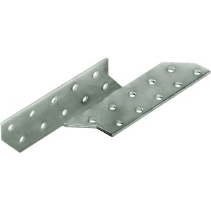 Weiß verzinkter Sparrenpfettenanker, 35x35x170 mm, linke Ausführung, für Holzverbindungen.