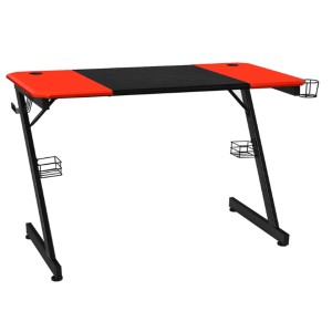 Costway Z-Förmiger Gaming Tisch 120 x 60 x 77 cm Rot+Schwarz