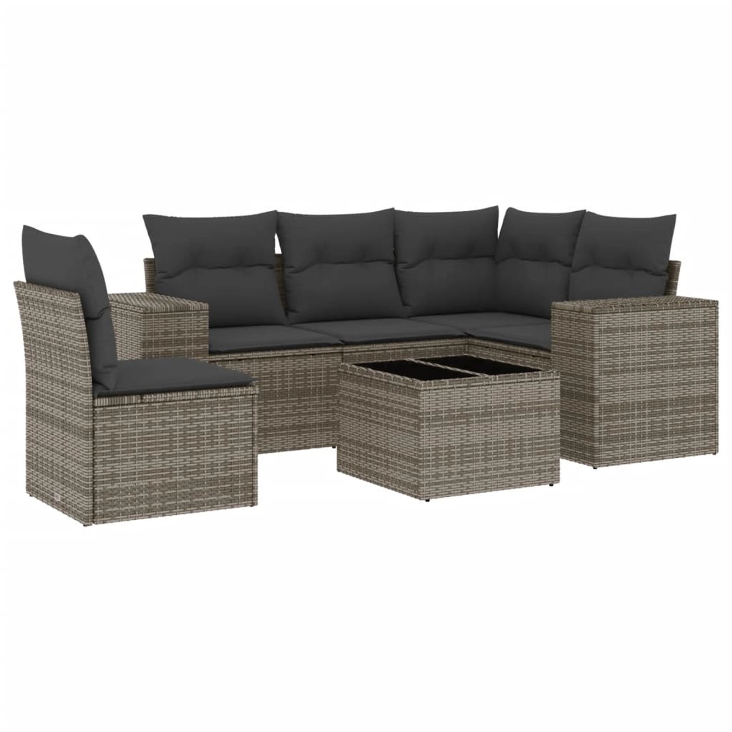 vidaXL 6-Tlg Garten-Sofagarnitur mit Kissen Grau Poly Rattan 3222579 günstig online kaufen