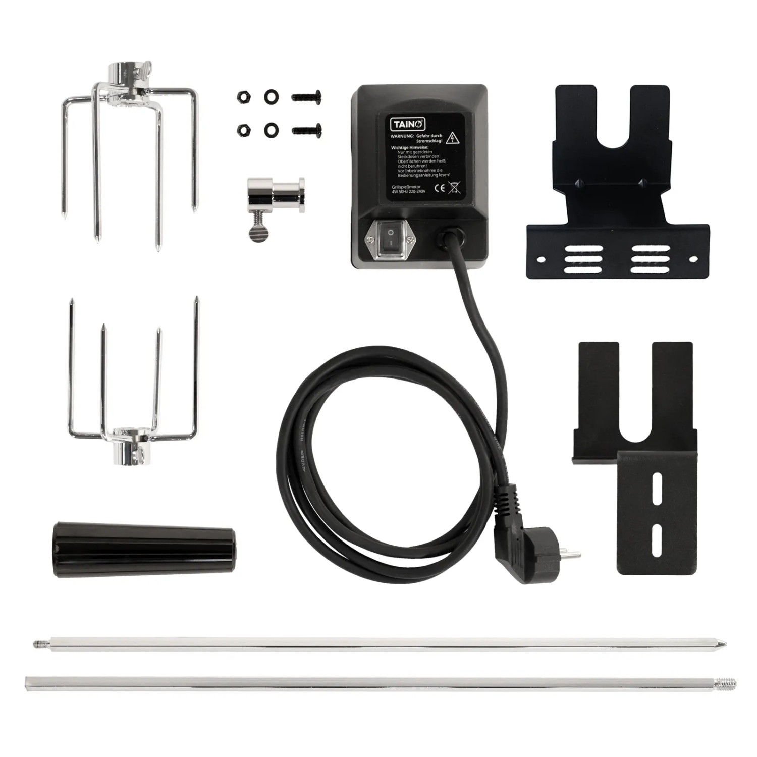 Taino Red Grillspieß Set für Gasgrill: Drehspieß, Motor, Halterungen und Zubehör.