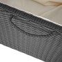 Detailaufnahme: Schwarze Poly-Rattan Kissenbox mit Griff, Teil der Aufbewahrungsboxen Kollektion.