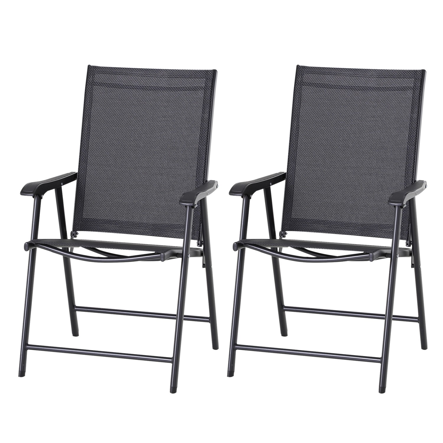 Outsunny Campingstühle 2er-Set Texteline Schwarz 58B x 64T x 94H cm günstig online kaufen