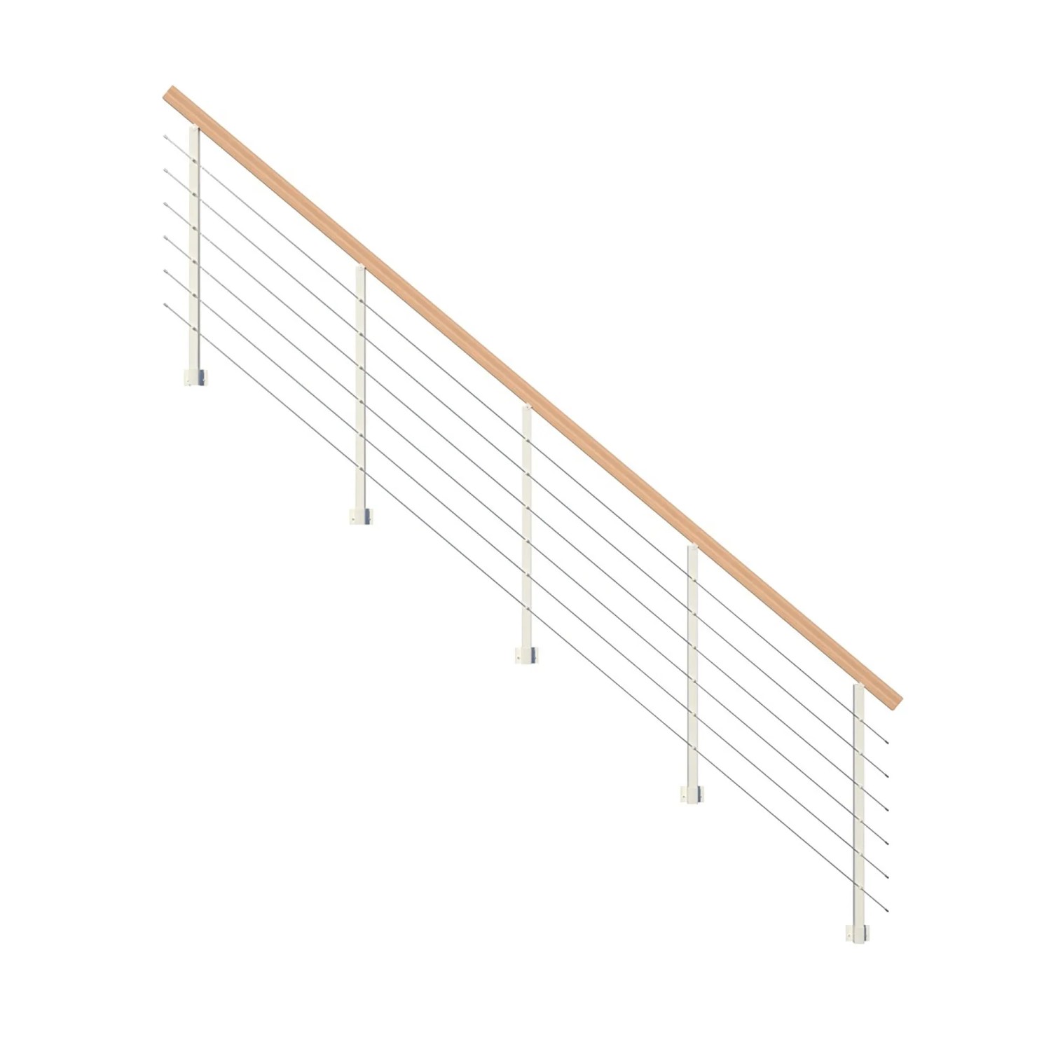 StarWood Metallgeländer Kos mit Rechteckhandlauf Buche 325 cm Weiß FSC® günstig online kaufen