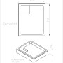 Technische Zeichnung Ottofond Wannenträger Aruba 100x90 cm für Duschwanne, Draufsicht und isometrische Ansicht.