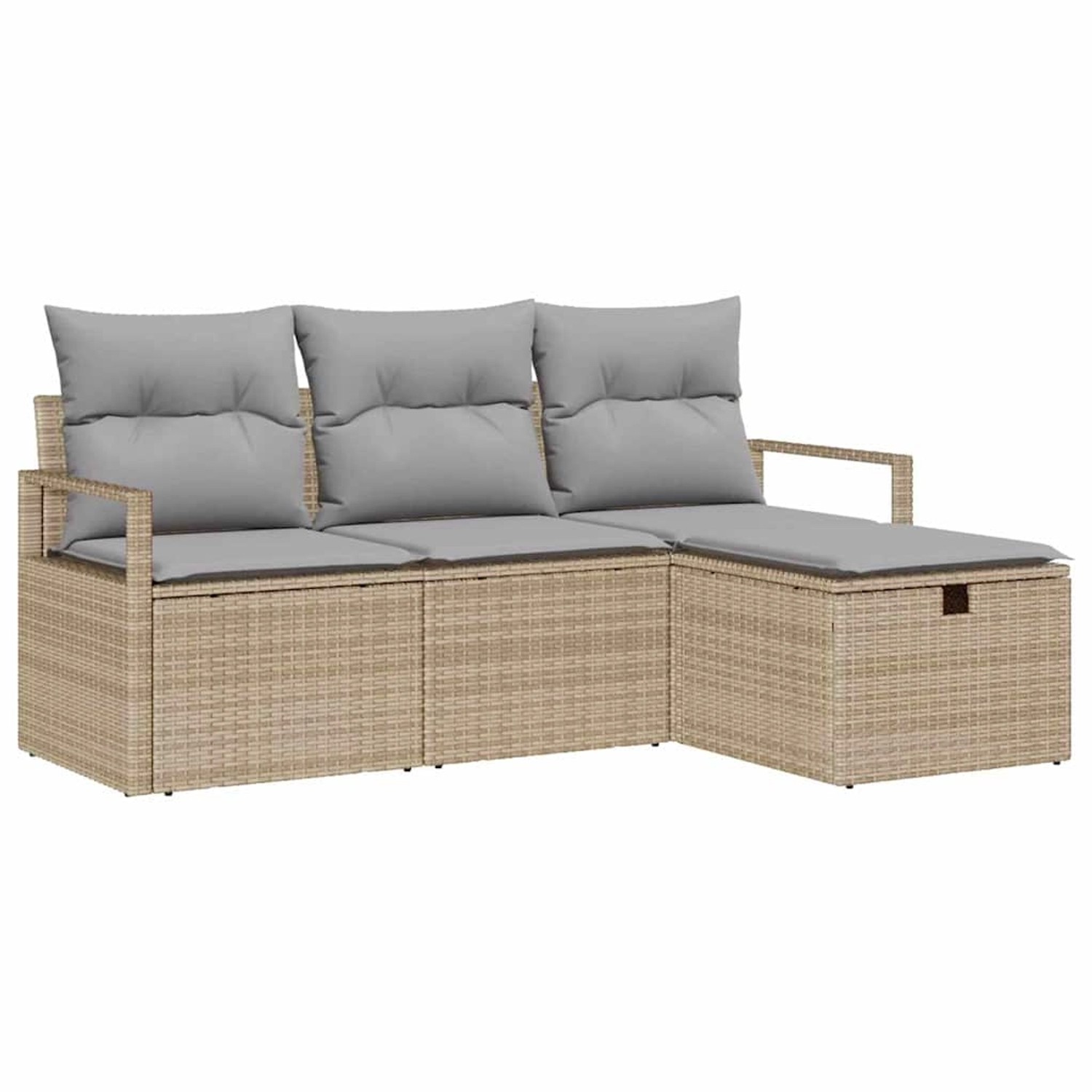 vidaXL Garten-Sofa-Set mit Kissen mit Speicher 4-Tlg Beige Poly Rattan 3360 günstig online kaufen