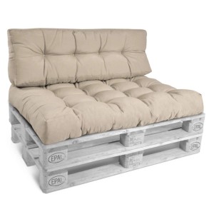 Beiges Paletten-Rückenkissen 120x40cm für Palettensofa. Gestepptes Polster für komfortable Sitzgelegenheiten, Indoor & Outdoor.