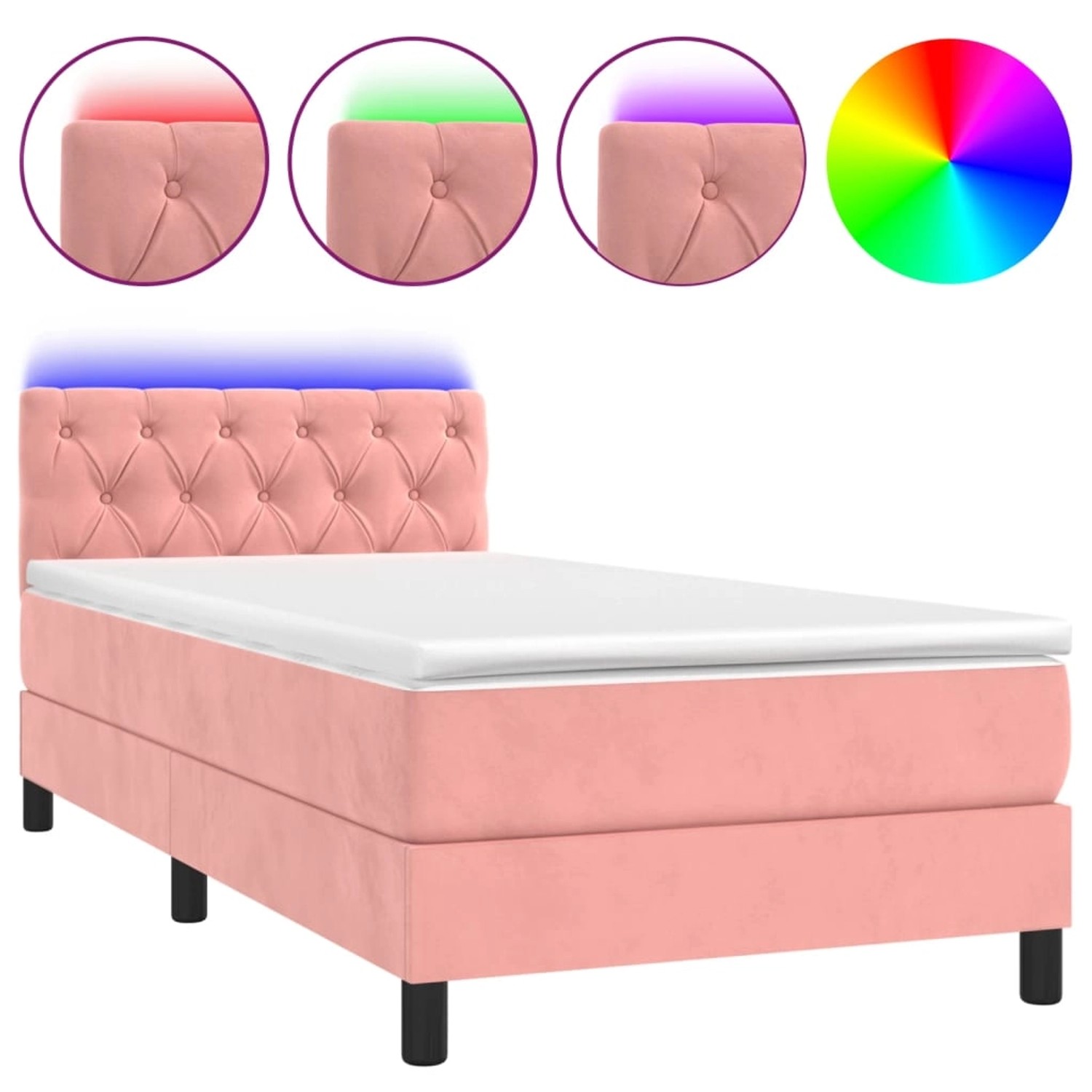vidaXL Boxspringbett mit Matratze & LED Rosa 80x200 cm Samt 3134554 günstig online kaufen
