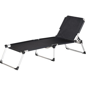 Schwarze Siena Garden Dreibeinliege Alu-XXL mit verstellbarer Rückenlehne.
