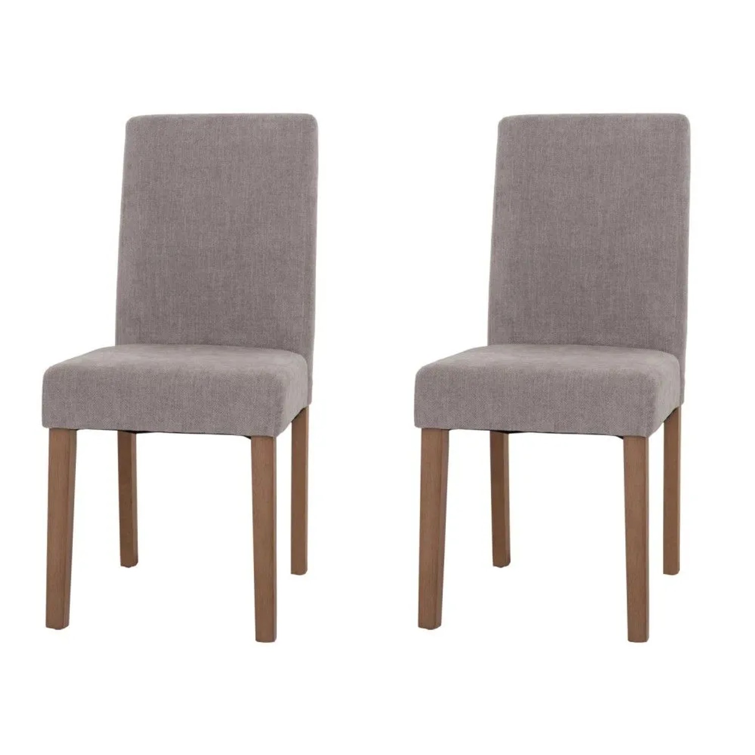MCW Esszimmerstuhl Littau Chenille 2er-Set Hellgrau Naturfarbene Beine