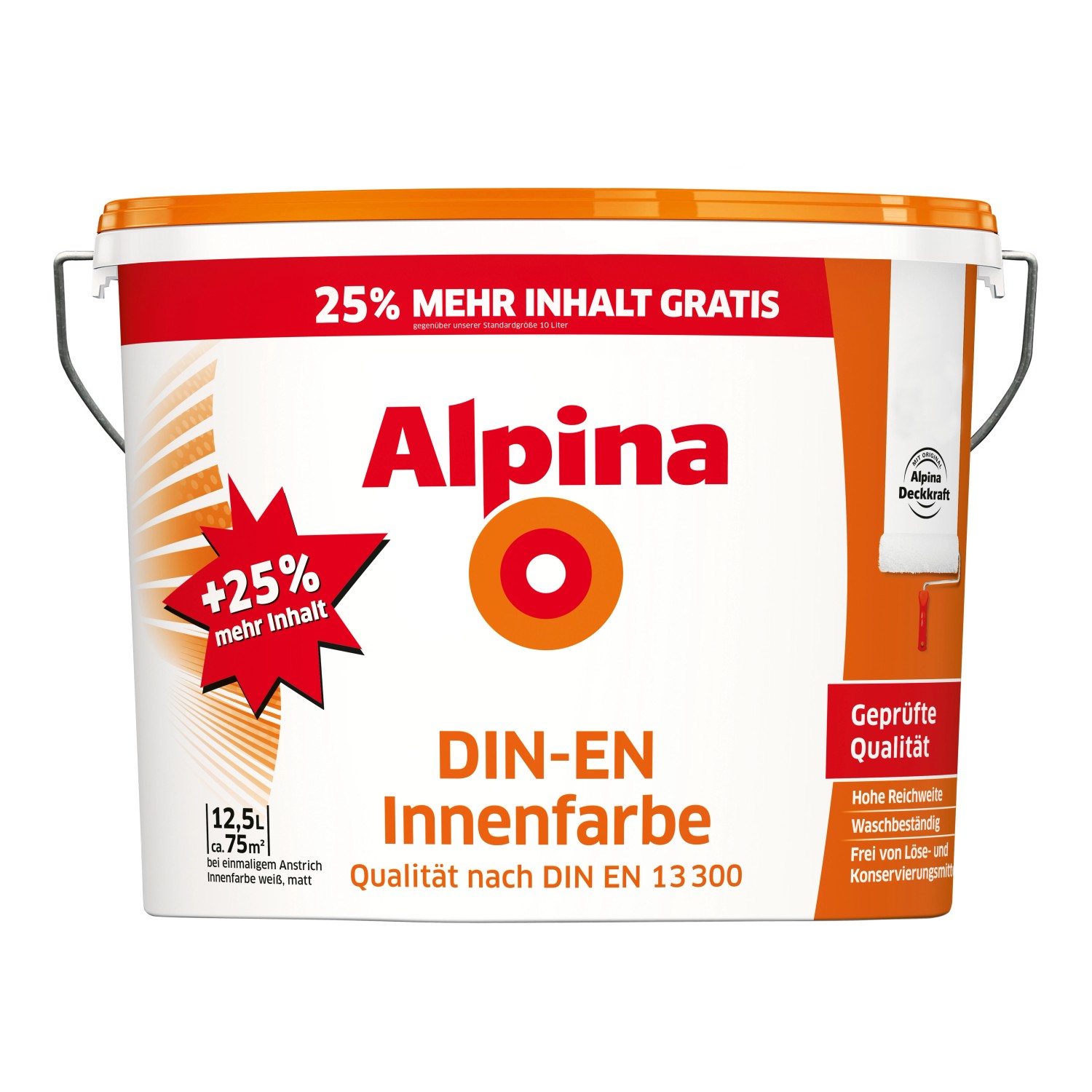 Alpina Wandfarbe DIN-EN Innenfarbe Weiß matt 10 + 2,5 l