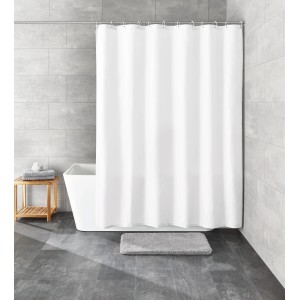 Schneeweißer Kleine Wolke Duschvorhang Rica, 180x200 cm, im Badezimmer.