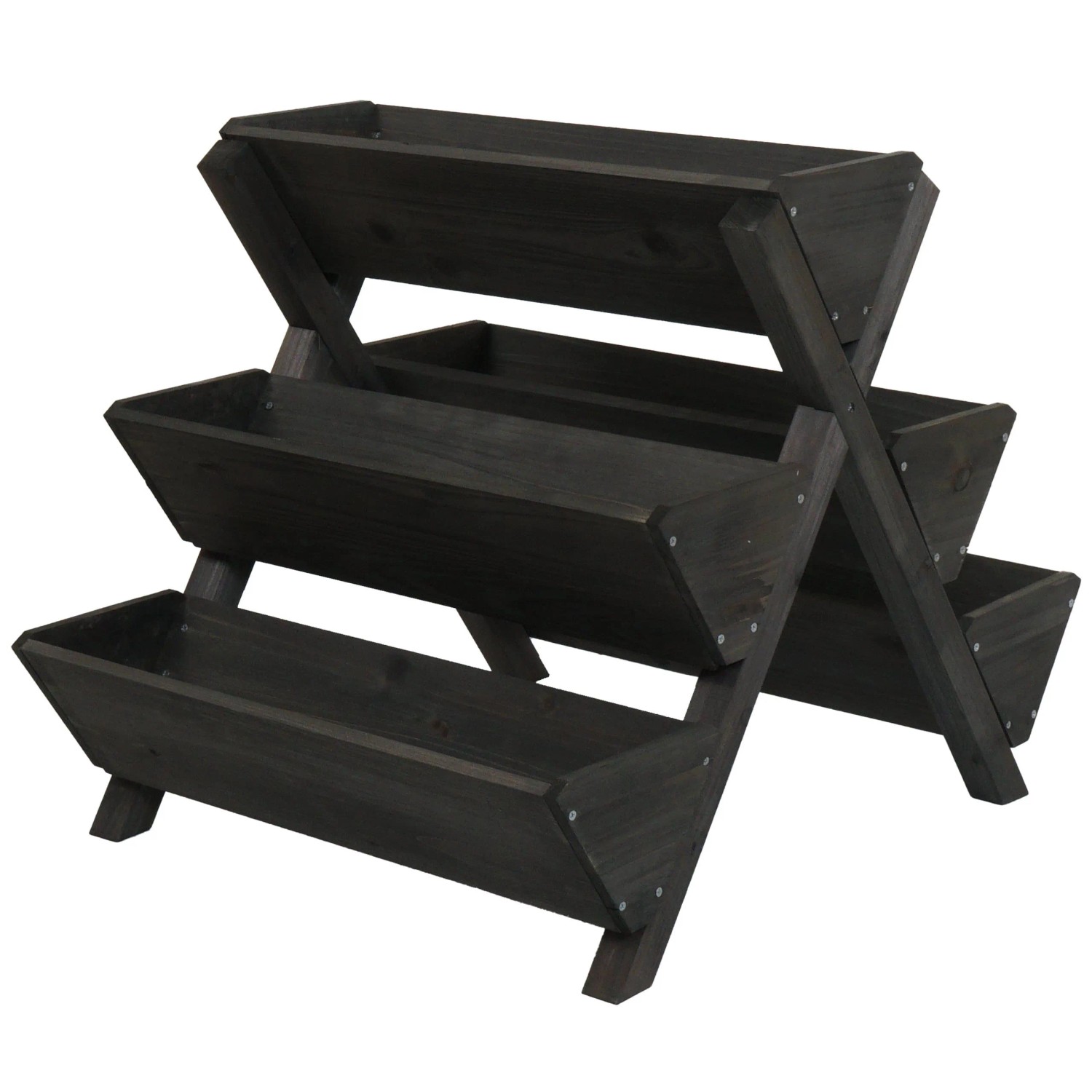 PROREGAL PflanztreppeHxBxT 56x56x70cm 5 Kästen Outdoor Holz Anthrazit Blumenregal Kräutertreppe Pflanzkübel Hochbeet