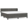 Dunkelgraues vidaXL Boxspringbett 160x200 cm mit Matratze und Samtbezug.