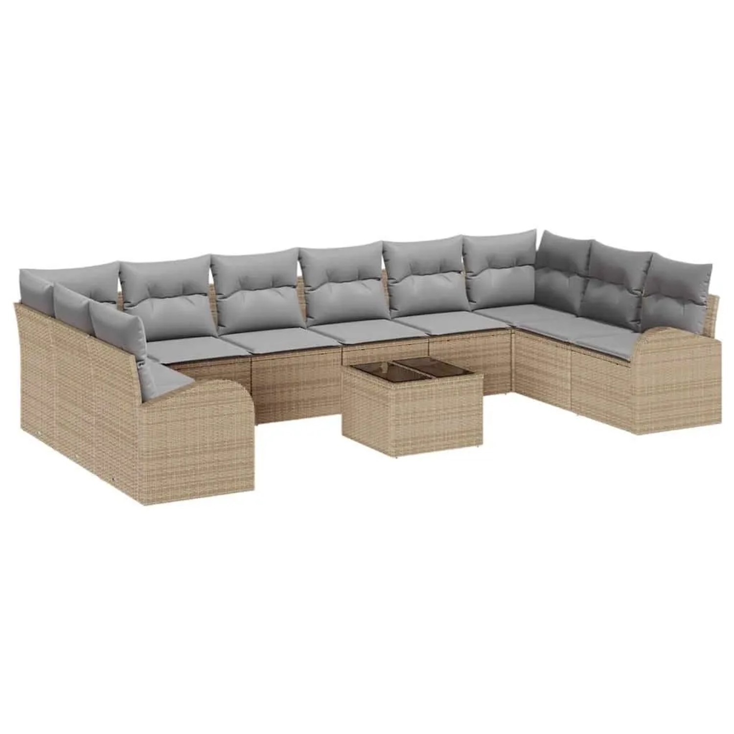 vidaXL Gartensofa-Set mit Kissen 11 Stk Beige und Hellgrau Poly-Rattan 3354 günstig online kaufen