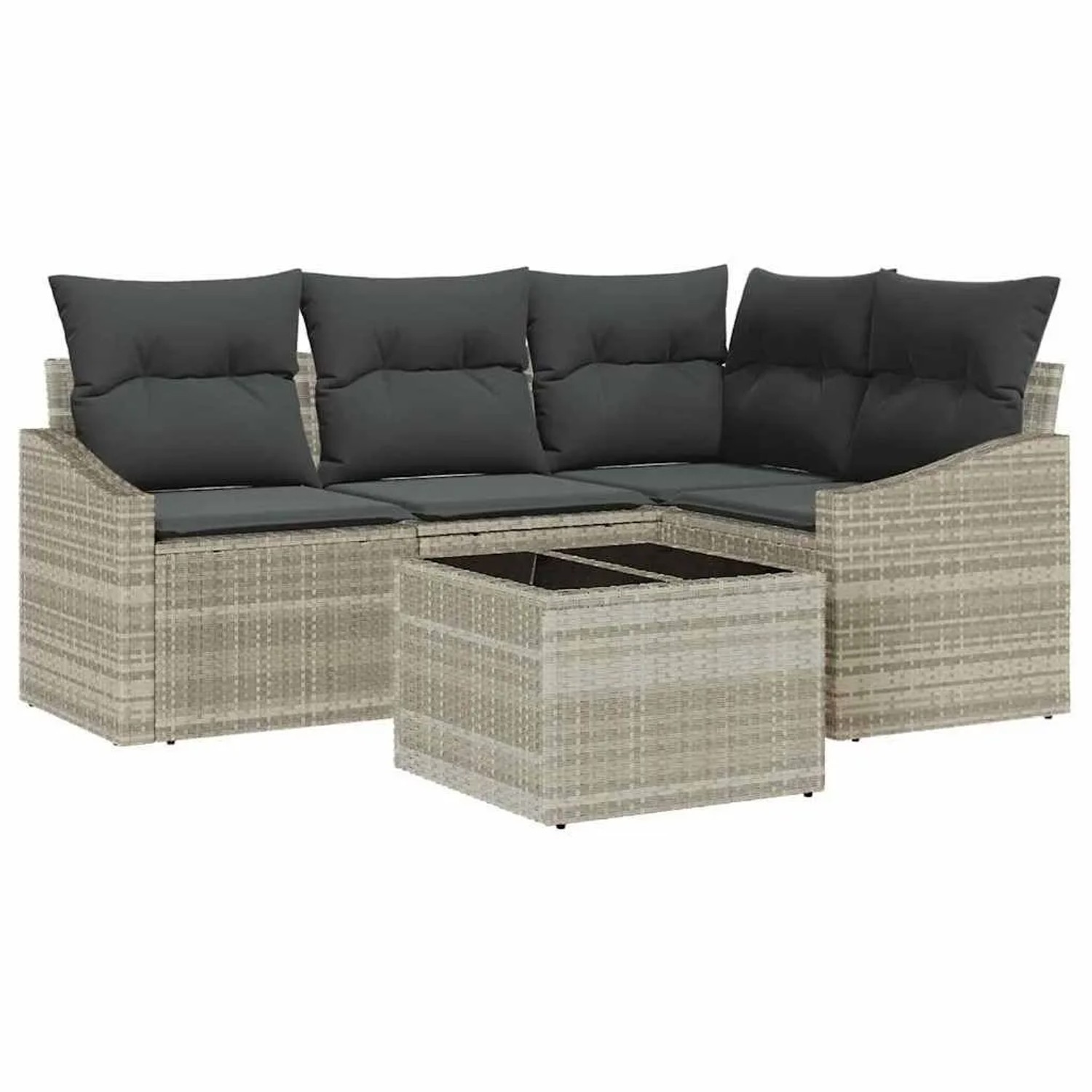 vidaXL Gartensofa-set mit Kissen 5-Tlg Hellgrau Poly-Rattan 3355381 günstig online kaufen