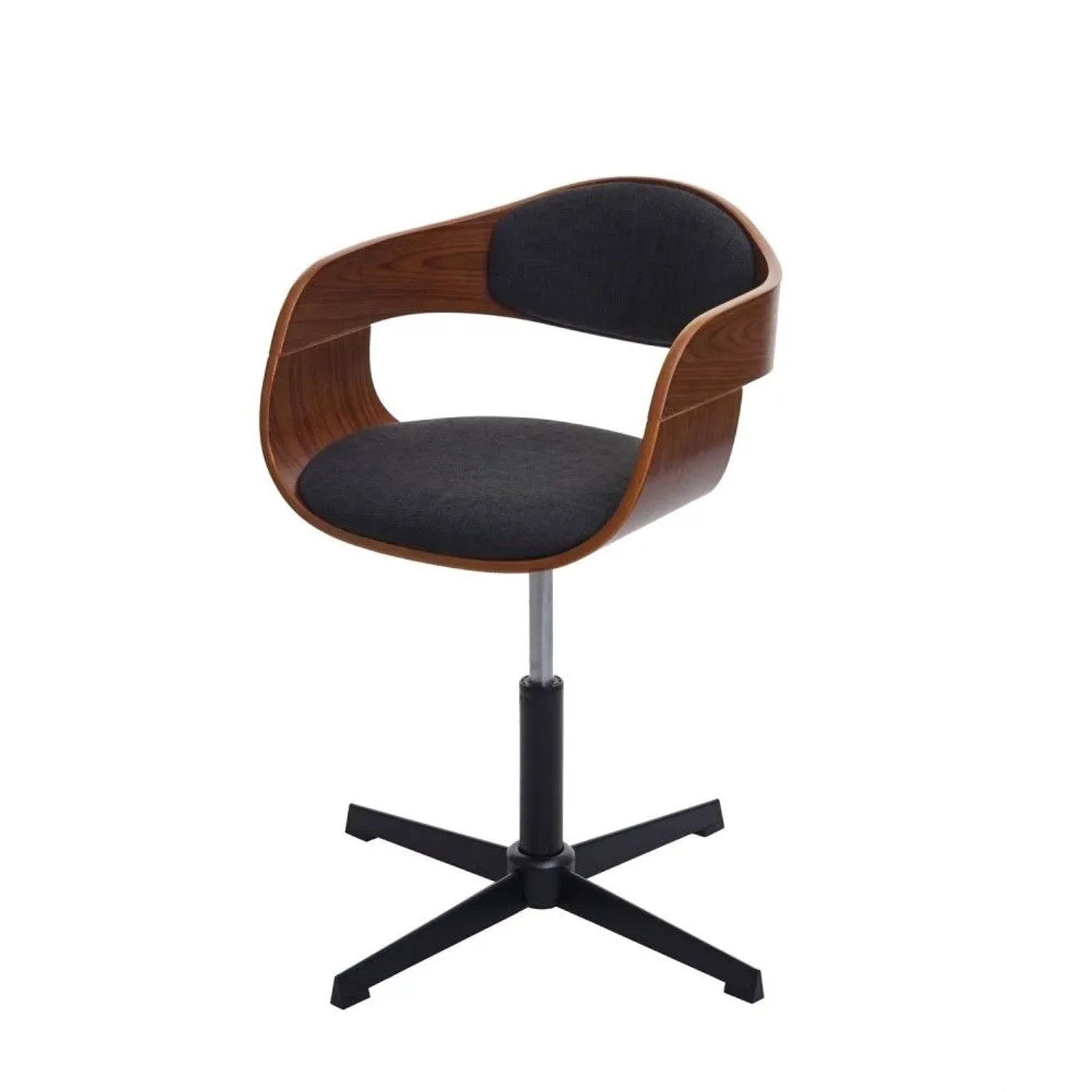 MCW Bürostuhl H46 Walnuss-Optik Stoff/Textil Dunkelgrau
