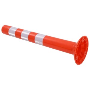 DELUKE Verkehrspoller, rot mit Reflektorstreifen, aus Kunststoff, 75cm hoch.