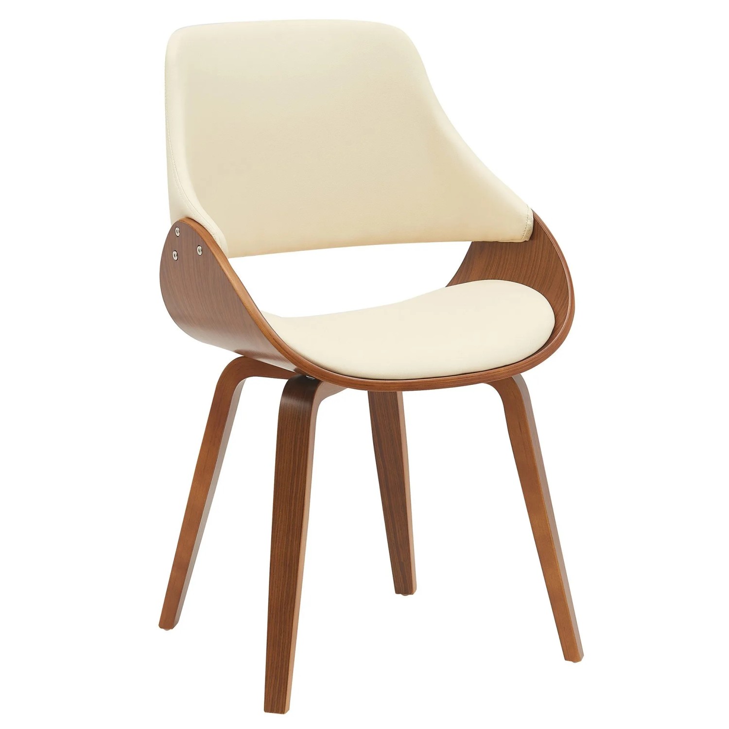 DELUKE Esszimmerstuhl GILIS Kunstleder Walnuss/creme 52x54x86cm Essstühle Esszimmerstühle Küchenstühle Wohnzimmerstühle