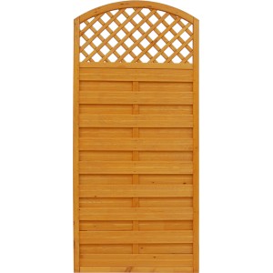 Sichtschutzzaun Element Bordeaux, pinienfarben, mit Kreuzgitter, 180x90cm, für Garten und Terrasse.