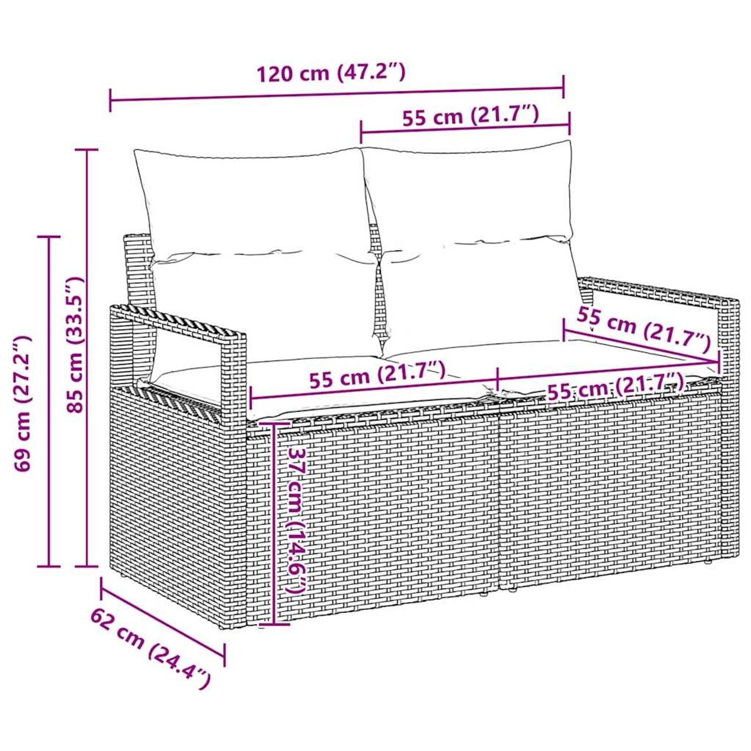 vidaXL Garten-Sofa-Set mit Kissen 8-Tlg Beige Poly Rattan 3347735 günstig online kaufen