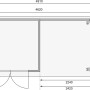Grundriss Karibu Holz-Gartenhaus Sölve Natur, Flachdach, 238x213 cm, Maße und Türposition.
