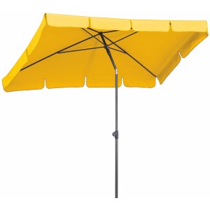 Goldgelber Schneider Balkonschirm Aquila, 225x120 cm, mit Knickfunktion für flexible Ausrichtung.