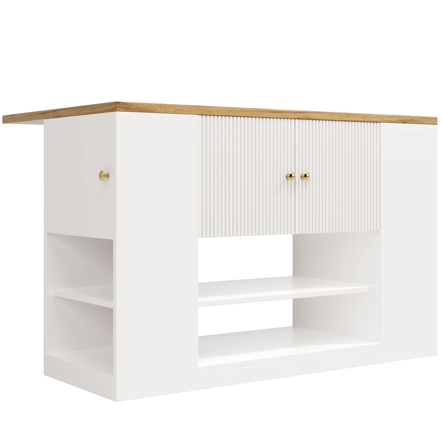 okwish Kücheninsel mit Schubladen Regalen Küche 140 x 70 x 90 cm Weiß