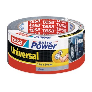 Tesa Extra Power Universal Klebeband, silber, 25 m x 50 mm. Vielseitig einsetzbar zum Reparieren und Befestigen.