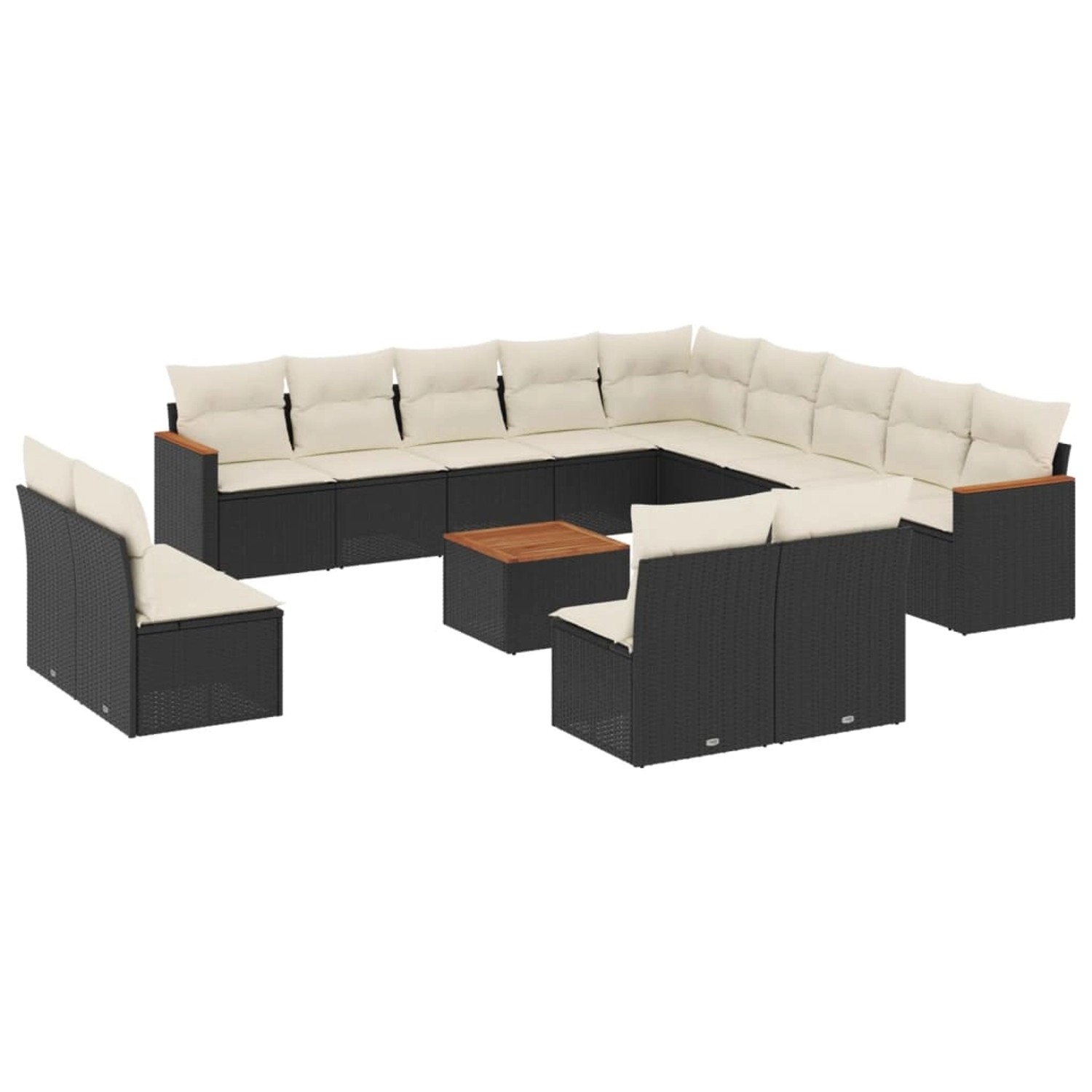 vidaXL 14-Tlg Garten-Sofagarnitur mit Kissen Schwarz Poly Rattan 3226490 günstig online kaufen