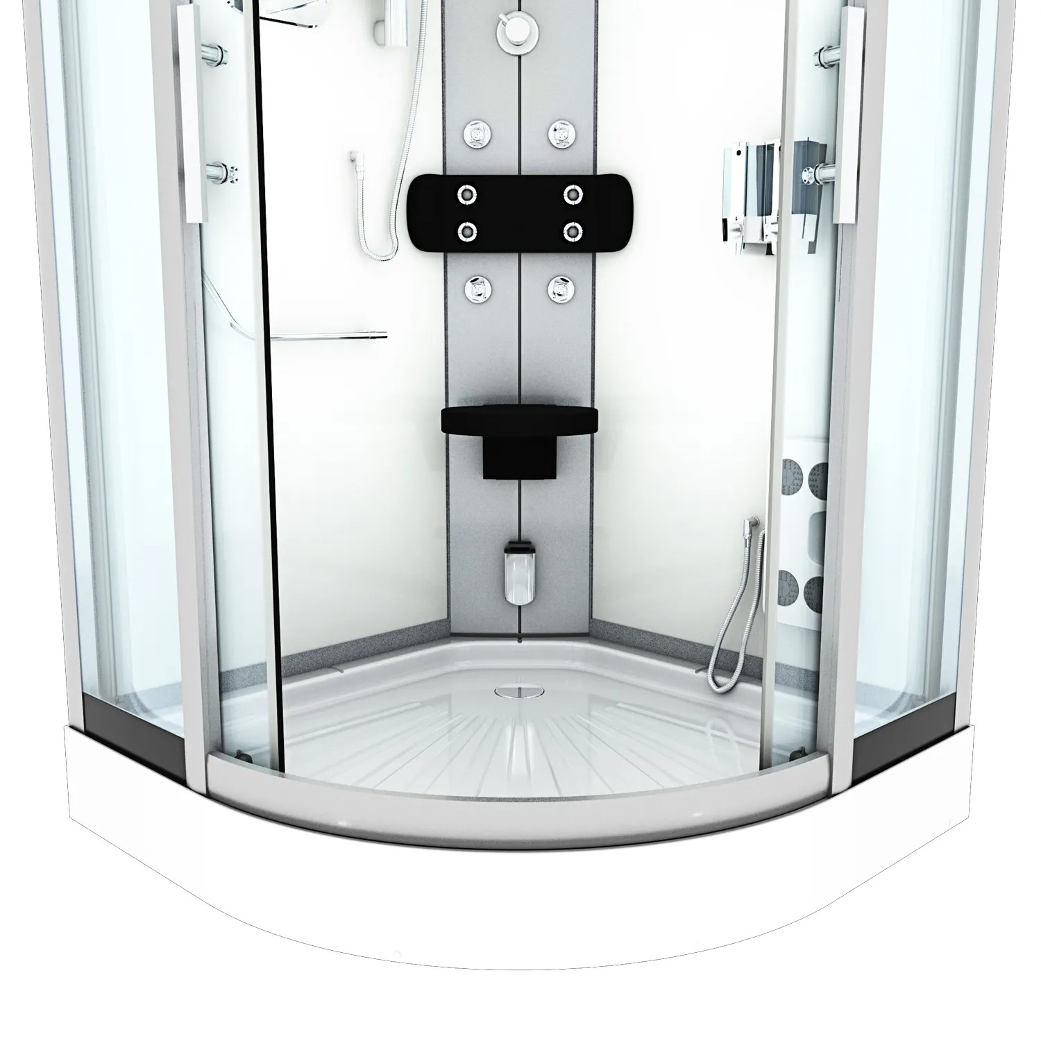 AcquaVapore Duschkabine 90x90 cm mit Regendusche, Handbrause und Massagedüsen.