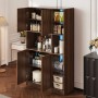Merax Küchenschrank 180x105x40 cm LED Steckdosen Bücherregal Vitrine_4
